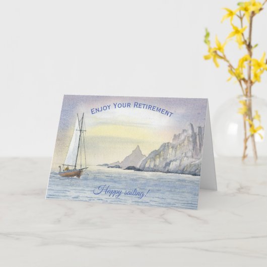 ハッピーセーリングリタイアボートシーウォーターのカラーカード カード (黄色い花)