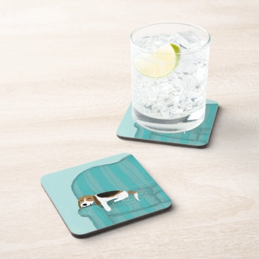 ハッピーソファ犬 – かわいいビーグル眠る |ペットアート コースター (右側)