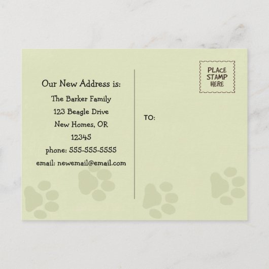 ハッピーソファbeagleかわいい犬の発表リマインダー 案内ポストカード (裏面)