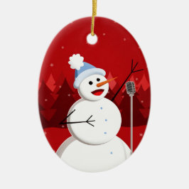 ハッピーソング雪だるまクリスマスカスタム文字 セラミックオーナメント
