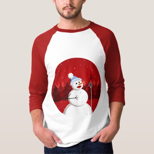 ハッピーソング雪だるまクリスマスダークキッズ Tシャツ (正面)