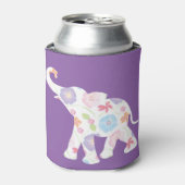 ハッピーゾウ大きな花柄モダン 缶クーラー (缶正面)