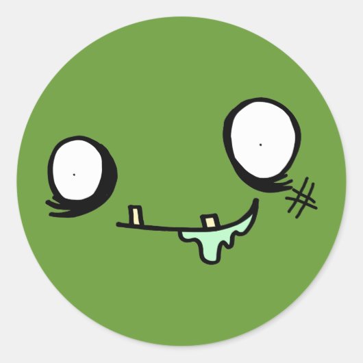 ハッピーゾンビ顔 ラウンドシール (正面)