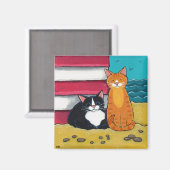 ハッピータキシードとタビーキャットのビーチ マグネット (正面/裏面)