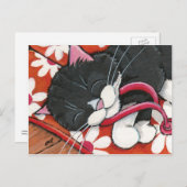 ハッピータキシード猫と寝るビーチサンダル ポストカード (正面/裏面)