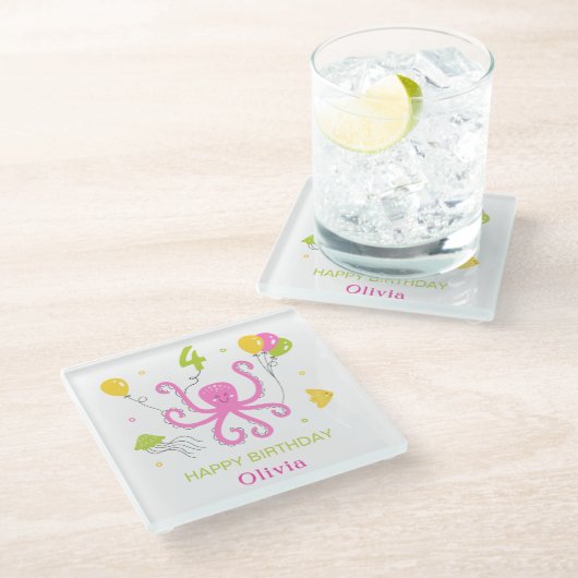 ハッピータコ誕生日 ガラスコースター (アングル)