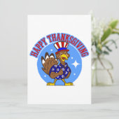 ハッピータンクスギビングターキー愛国的なアメリカンファニー 招待状 (スタンド正面)