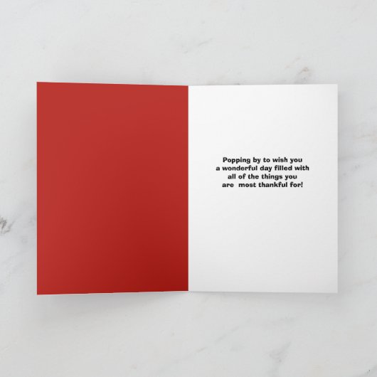 ハッピータンクスギビング かわいい帽子のリス シーズンカード (内部)