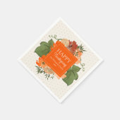 ハッピータンクスギビング オレンジ フラワー カスタム ナプキン スタンダードカクテルナプキン (角)