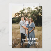 「ハッピータンクスギビング」スクリプトフォント、1枚の写真 シーズンカード (正面)
