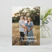 「ハッピータンクスギビング」スクリプトフォント、1枚の写真 シーズンカード (スタンド正面)