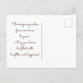 ハッピータンクスギビング タイポグラフィ オートム リーフ パンプキンズ ポストカード (裏面)