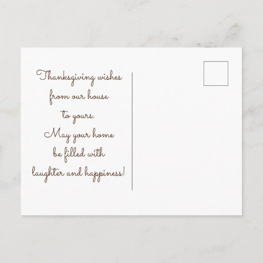 ハッピータンクスギビング タイポグラフィ オートム リーフ パンプキンズ ポストカード (裏面)