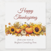 ハッピータンクスギビング パンプキン カスタム カンパニー パーティー ワインラベル (シングルラベル)