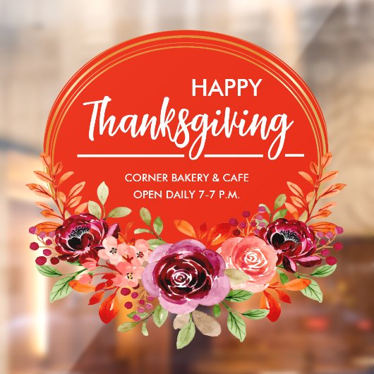 ハッピータンクスギビング フローラル リース 窓用デコレーション ウィンドウサイン (シート2)