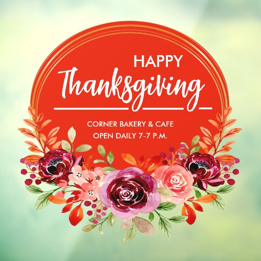 ハッピータンクスギビング フローラル リース 窓用デコレーション ウィンドウサイン (シート3)