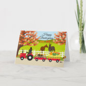 ハッピータンクスギビング ラブラドールとトラクター カード (正面)