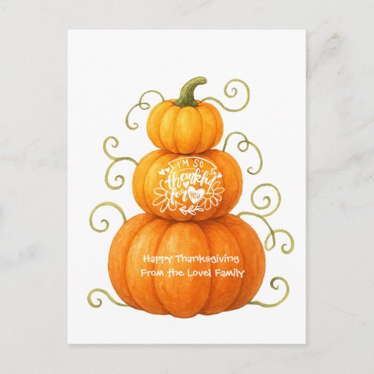 ハッピータンクスギビング 感謝のポンプキン ポストカード (正面)