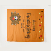 ハッピータンクスギービングパーティー家族写真用背景 タペストリー (正面(横))