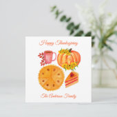 ハッピータンクスギービング オレンジ色のカボチャ 秋の落ち葉 シーズンカード (スタンド正面)