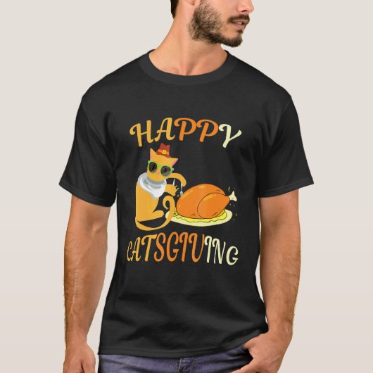 ハッピーターキーキャットサンクスギビング Tシャツ (正面)