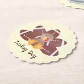 ハッピーターキーデイサッカーの羽根 ペーパーコースター (アングル)