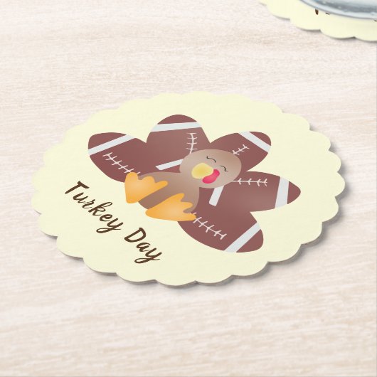 ハッピーターキーデイサッカーの羽根 ペーパーコースター (アングル)