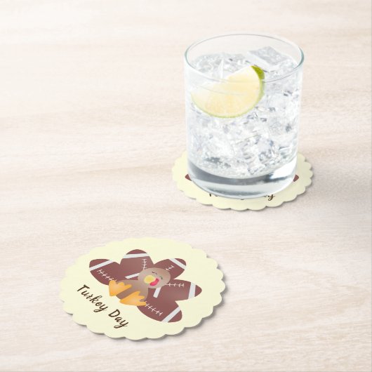 ハッピーターキーデイサッカーの羽根 ペーパーコースター (インサイチュ)