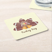 ハッピーターキーデイサッカーの羽根 ペーパーコースター (アングル)
