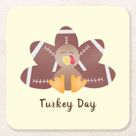 ハッピーターキーデイサッカーの羽根 ペーパーコースター (正面)