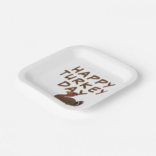 ハッピーターキーデイサンクスギビングスクエア紙プレート ペーパープレート (傾斜あり)