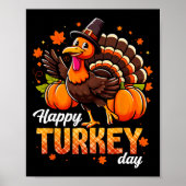 ハッピーターキーデイメンズウィメンズキッズ秋感謝してい秋 ポスター (正面)