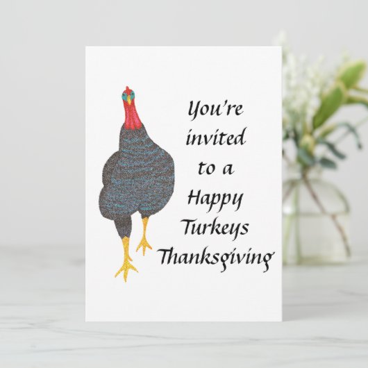 ハッピーターキーベジタリアンビーガン感謝祭招待状 招待状 (スタンド正面)