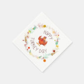 ハッピーターキー葉デイとトルコ スタンダードカクテルナプキン (角)