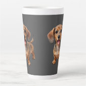 ハッピーダックスフンドの子犬 カフェラテマグ (正面)