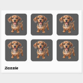 ハッピーダックスフンドの子犬 スクエアシール (シート)
