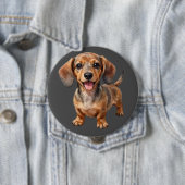 ハッピーダックスフンドの子犬 缶バッジ (インサイチュ)