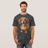 ハッピーダックスフンドの子犬 Tシャツ (正面フル)