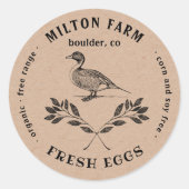 ハッピーダックローレルブランチ卵カートンラウンドステッカー ラウンドシール (正面)
