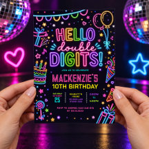 ハッピーダブルデジツ: ネオンの輝き10歳の誕生日