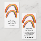 ハッピーダブル虹の水色のソーシャルアイコン 名刺 (正面/裏面)