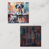 ハッピーダルマティアンドッグペットグルーミングサービスペットケア スクエア名刺 (正面/裏面)