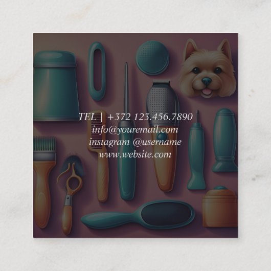 ハッピーダルマティアンドッグペットグルーミングサービスペットケア スクエア名刺 (裏面)