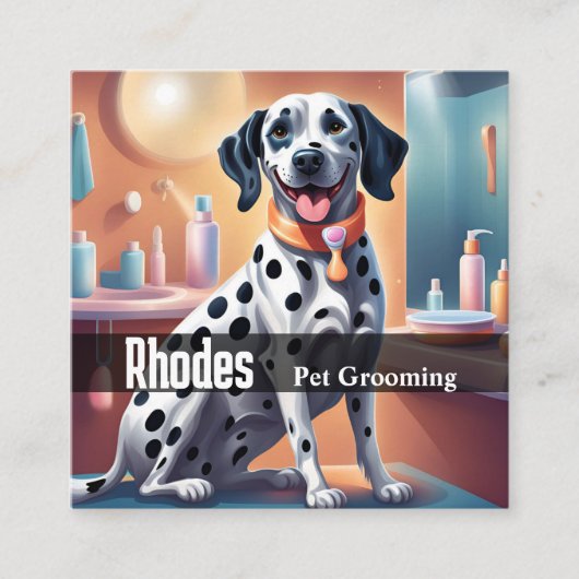 ハッピーダルマティアンドッグペットグルーミングサービスペットケア スクエア名刺 (正面)
