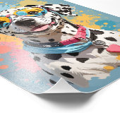 ハッピーダルマティアン犬顔イラストレーション フォトプリント (角)