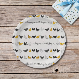 ハッピーチキンカントリーファーム動物パターン ペーパープレート