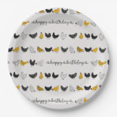 ハッピーチキンカントリーファーム動物パターン ペーパープレート (正面)