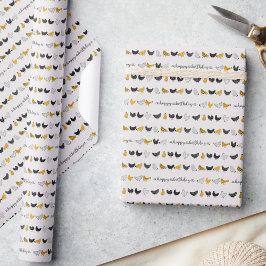 ハッピーチキンカントリーファーム動物パターン ラッピングペーパー