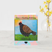 ハッピーチキンサンバスかわいいファームアート誕生日 カード (黄色い花)
