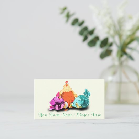 ハッピーチキンズファームおもしろい農家名刺 名刺 (スタンド正面)